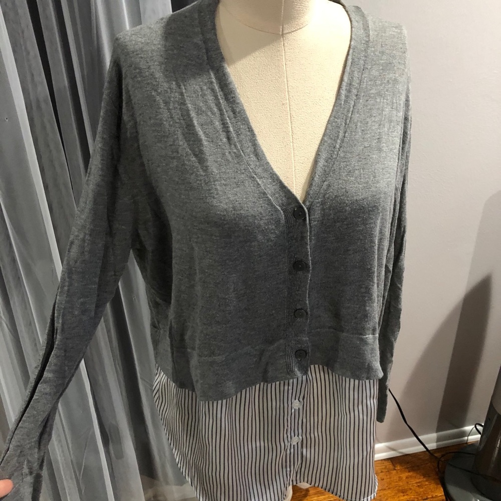 Zara Gray Button-Up Blouse